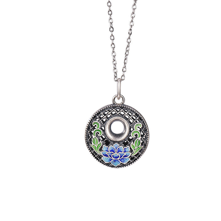 Collana con ciondolo Buddha Stones 999 Sterling Silver Koi Fish Fu Character Lotus Peace Buckle Wealth - image 8
