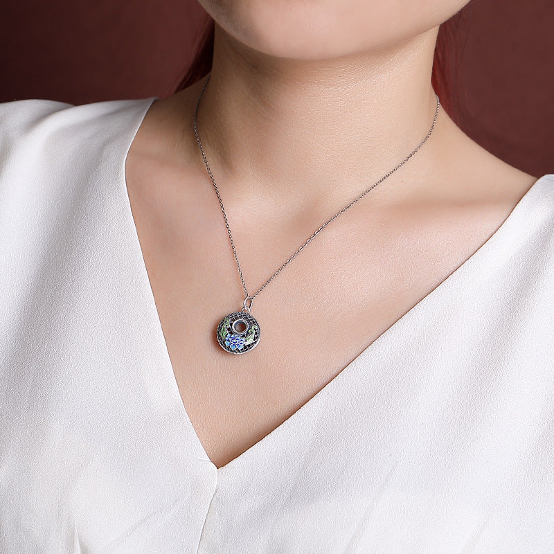 Collana con ciondolo Buddha Stones 999 Sterling Silver Koi Fish Fu Character Lotus Peace Buckle Wealth - image 7