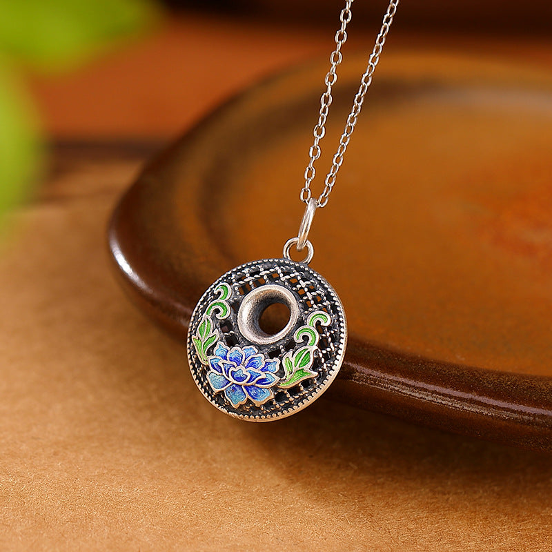 Collana con ciondolo Buddha Stones 999 Sterling Silver Koi Fish Fu Character Lotus Peace Buckle Wealth - image 6