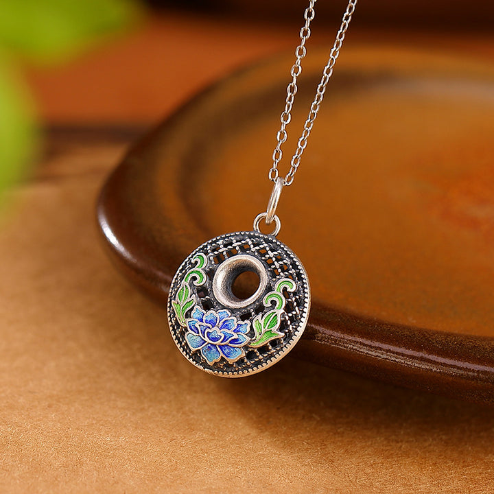 Collana con ciondolo Buddha Stones 999 Sterling Silver Koi Fish Fu Character Lotus Peace Buckle Wealth - image 6