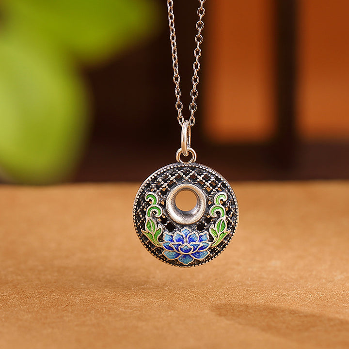 Collana con ciondolo Buddha Stones 999 Sterling Silver Koi Fish Fu Character Lotus Peace Buckle Wealth - Loto - image 5