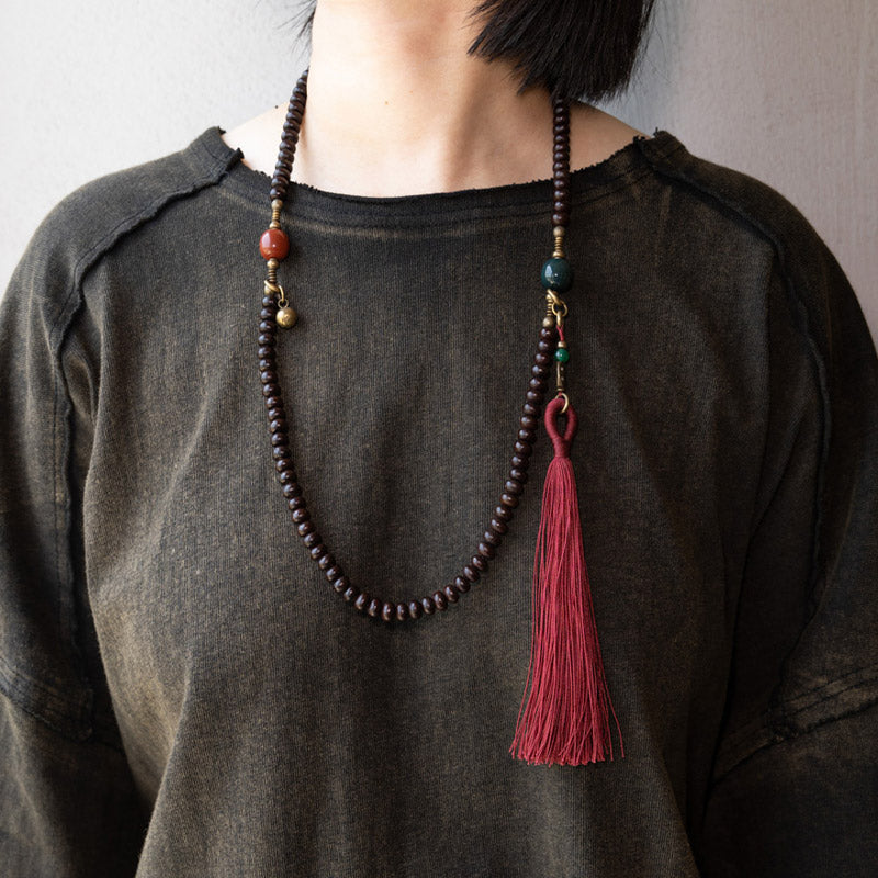Buddha Stones 108 Mala Beads Natural Tibet Purple Bodhi Seed Braccialetto di Auspicio
