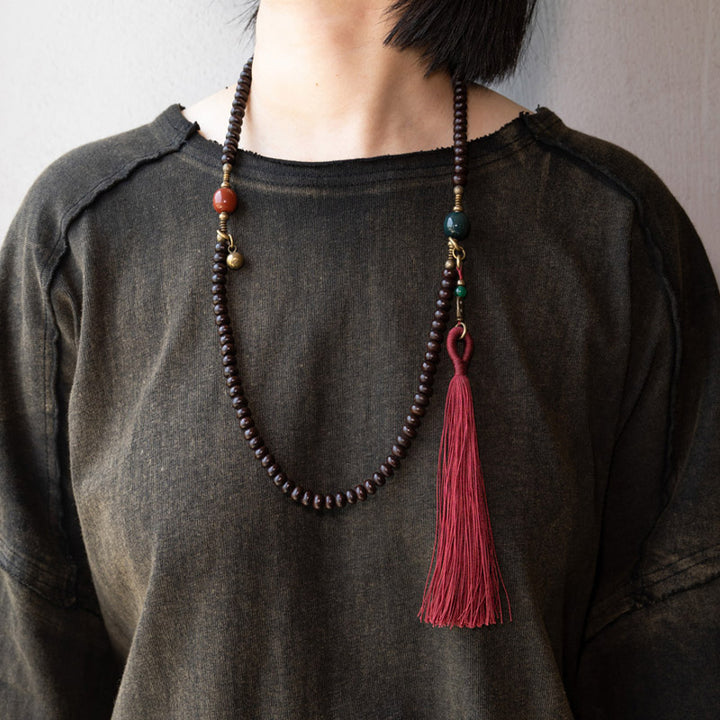 Buddha Stones 108 Mala Beads Natural Tibet Purple Bodhi Seed Braccialetto di Auspicio