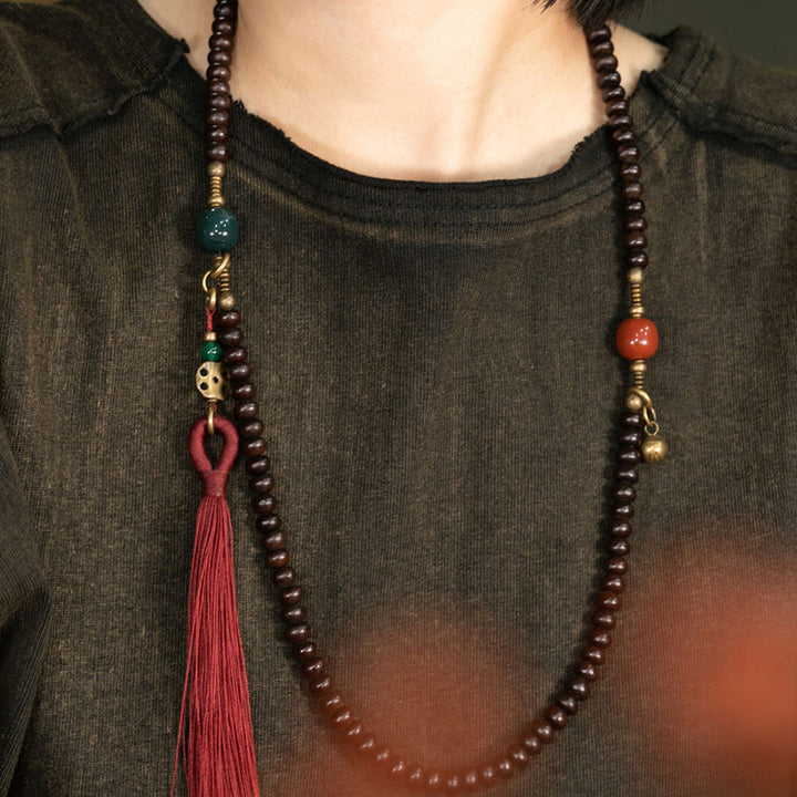 Buddha Stones 108 Mala Beads Natural Tibet Purple Bodhi Seed Braccialetto di Auspicio