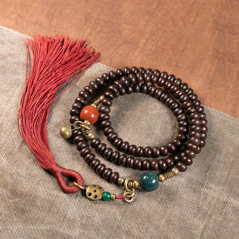 Buddha Stones 108 Mala Beads Natural Tibet Purple Bodhi Seed Braccialetto di Auspicio