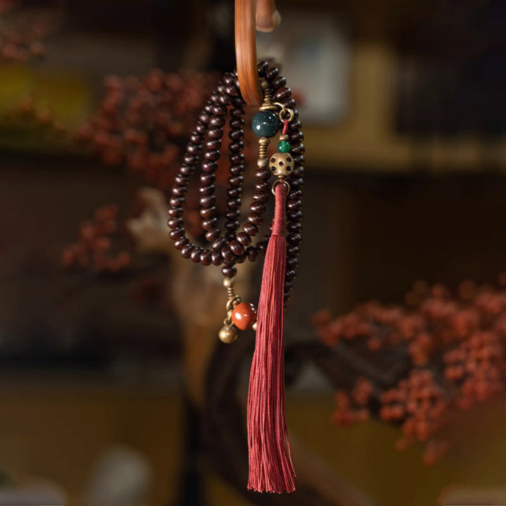Buddha Stones 108 Mala Beads Natural Tibet Purple Bodhi Seed Braccialetto di Auspicio