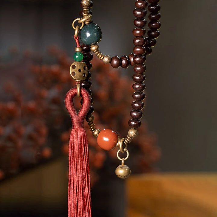 Buddha Stones 108 Mala Beads Natural Tibet Purple Bodhi Seed Braccialetto di Auspicio