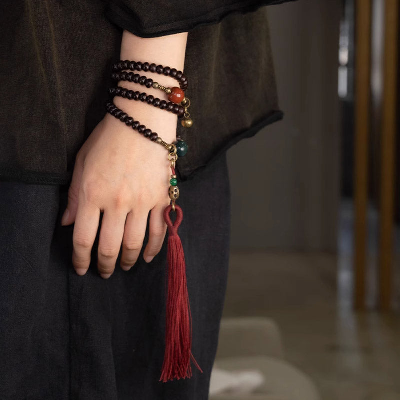 Buddha Stones 108 Mala Beads Natural Tibet Purple Bodhi Seed Braccialetto di Auspicio