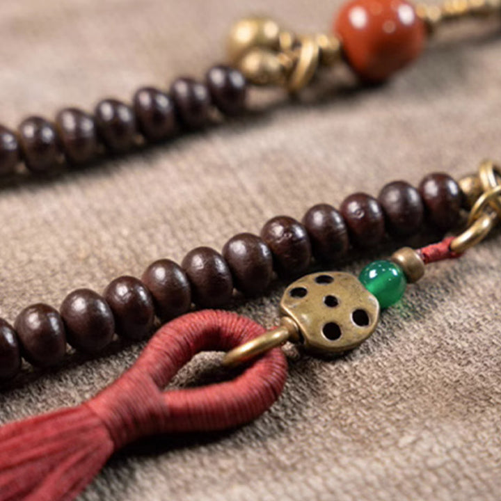 Buddha Stones 108 Mala Beads Natural Tibet Purple Bodhi Seed Braccialetto di Auspicio