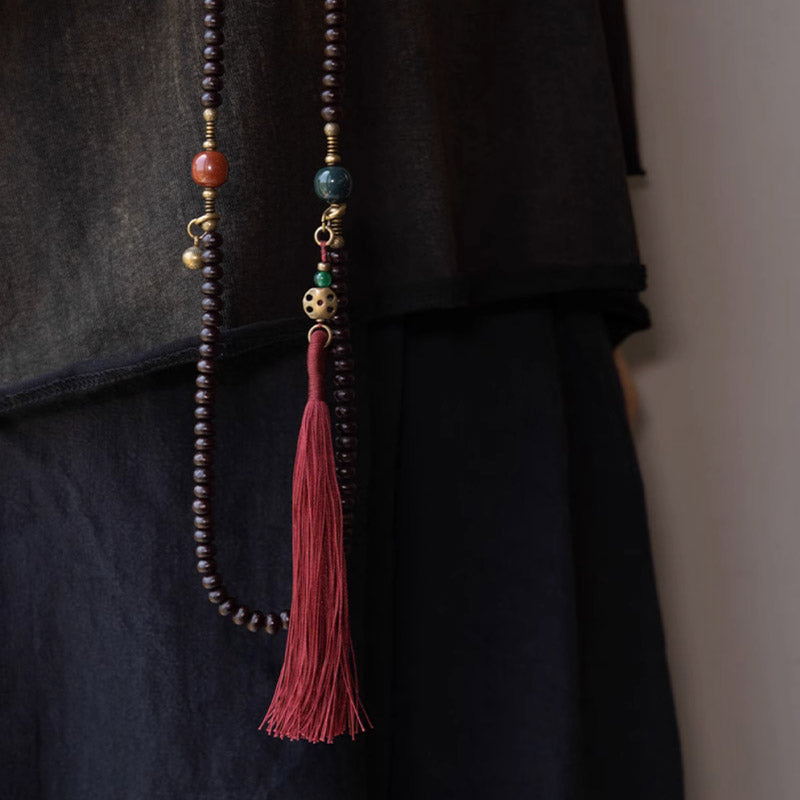 Buddha Stones 108 Mala Beads Natural Tibet Purple Bodhi Seed Braccialetto di Auspicio
