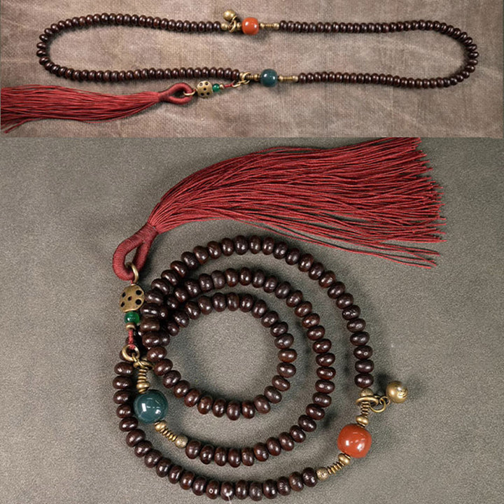 Buddha Stones 108 Mala Beads Natural Tibet Purple Bodhi Seed Braccialetto di Auspicio