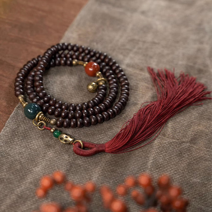 Buddha Stones 108 Mala Beads Natural Tibet Purple Bodhi Seed Braccialetto di Auspicio