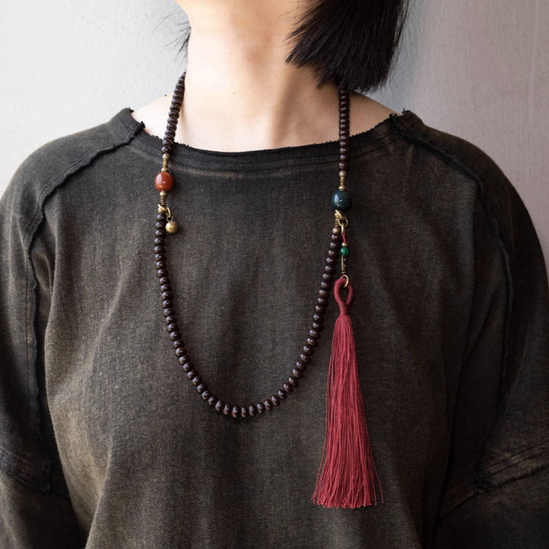Buddha Stones 108 Mala Beads Natural Tibet Purple Bodhi Seed Braccialetto di Auspicio
