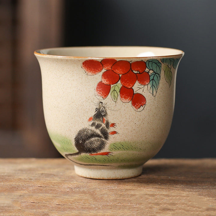 Buddha Stones 12 Zodiaco cinese Tazza da tè in ceramica Tazza da tè Kung Fu 130ml