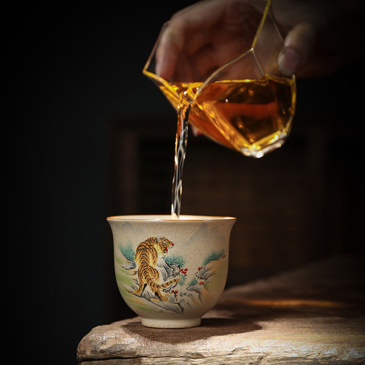 Buddha Stones 12 Zodiaco cinese Tazza da tè in ceramica Tazza da tè Kung Fu 130ml