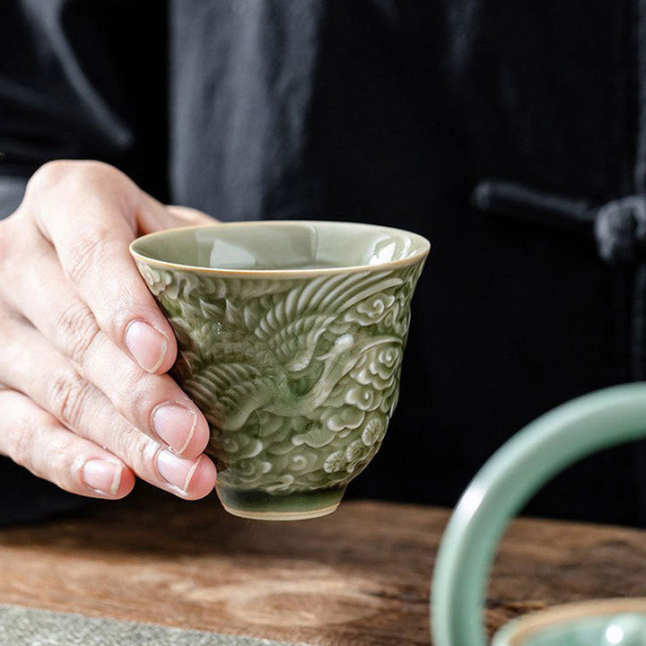 Tazza da tè in ceramica Buddha Stones Crane Pine Kung Fu Tea Cup 80ml