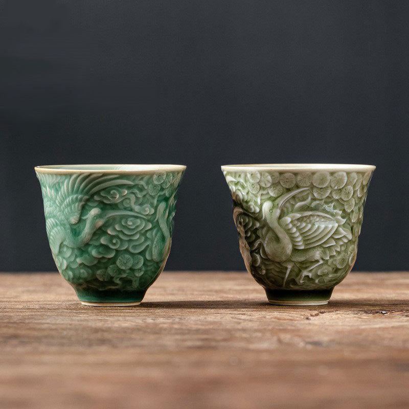 Tazza da tè in ceramica Buddha Stones Crane Pine Kung Fu Tea Cup 80ml