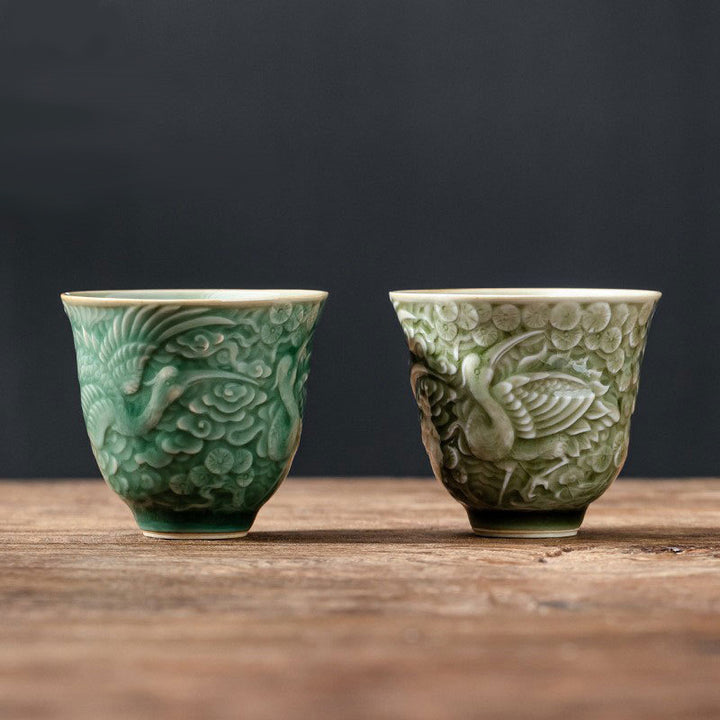 Tazza da tè in ceramica Buddha Stones Crane Pine Kung Fu Tea Cup 80ml