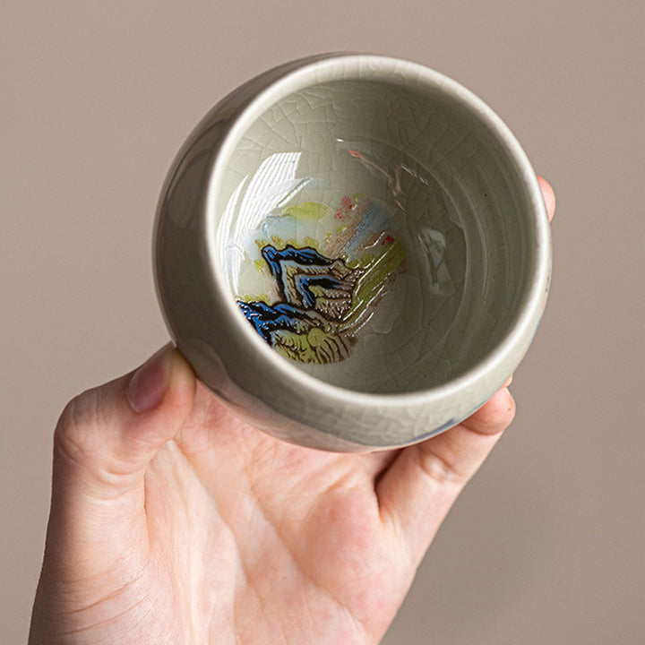 Buddha Stones Un panorama di fiumi e montagne Tazza da tè in ceramica Tazza da tè Kung Fu 150 ml