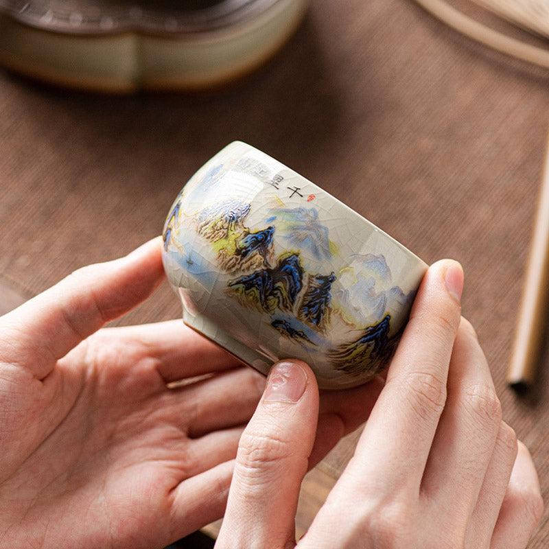 Buddha Stones Un panorama di fiumi e montagne Tazza da tè in ceramica Tazza da tè Kung Fu 150 ml