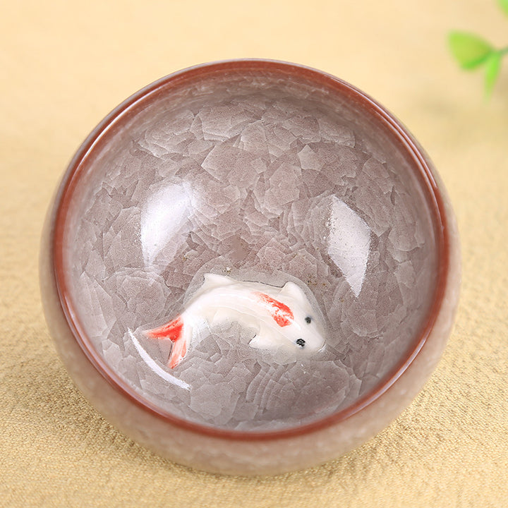Buddha Stones Carino Koi Fish Tazza da tè in ceramica Kung Fu Tazza da tè Ciotola 45ml