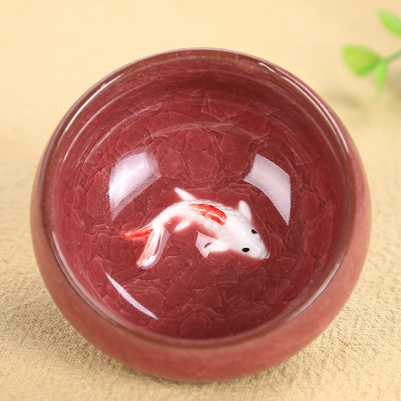 Buddha Stones Carino Koi Fish Tazza da tè in ceramica Kung Fu Tazza da tè Ciotola 45ml