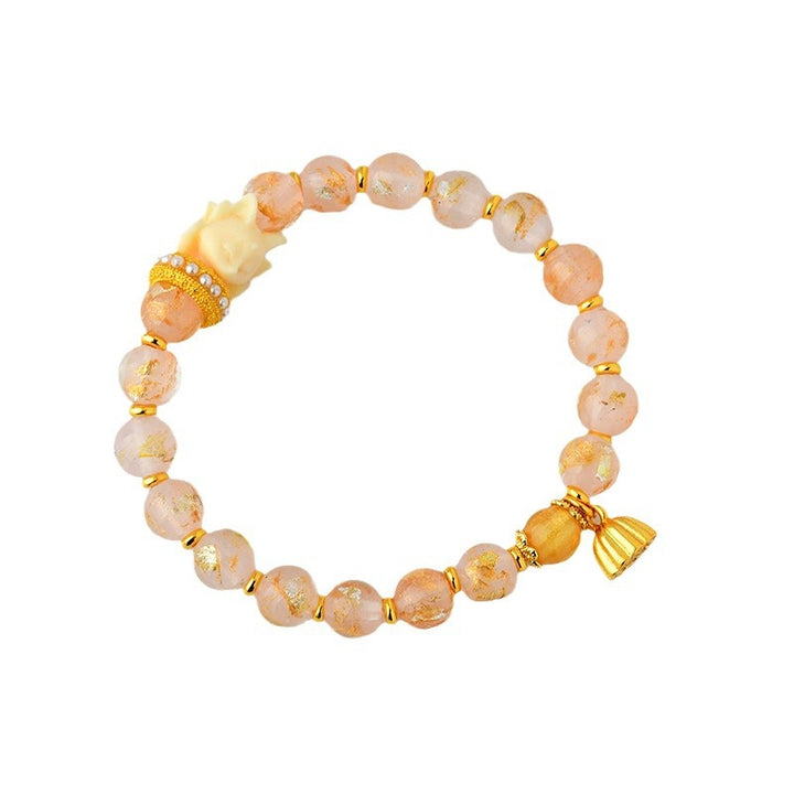 Bracciale con ciondolo a forma di loto, volpe a nove code, Buddha Stones, incenso tibetano, cenere, perle di vetro Liuli