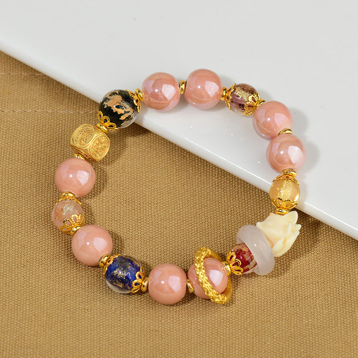 Buddha Stones, incenso tibetano, cenere, perlina di vetro Liuli, fortuna, protezione, braccialetto a forma di volpe a nove code