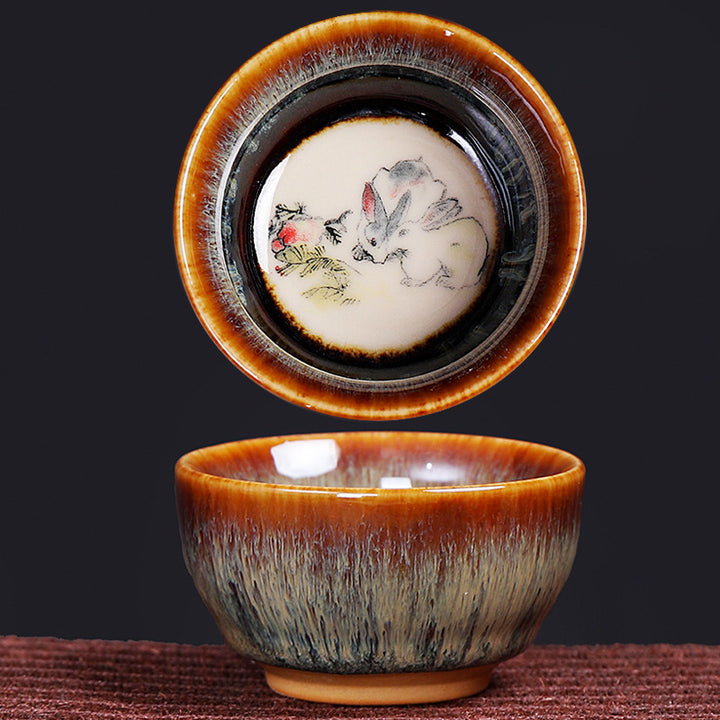 Buddha Stones 12 Zodiaco cinese Modello Tazza da tè in ceramica Kung Fu Jian Cinese Zhan Tazza da tè 73ml