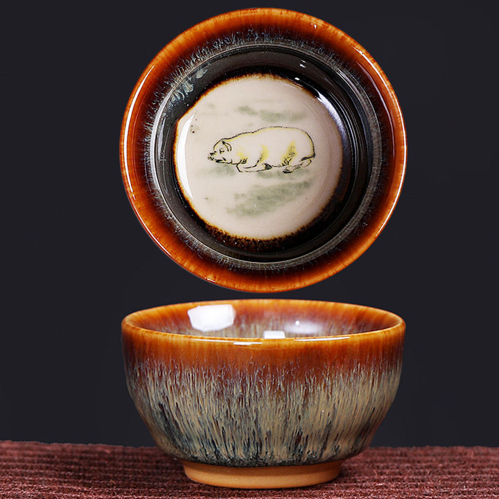 Buddha Stones 12 Zodiaco cinese Modello Tazza da tè in ceramica Kung Fu Jian Cinese Zhan Tazza da tè 73ml