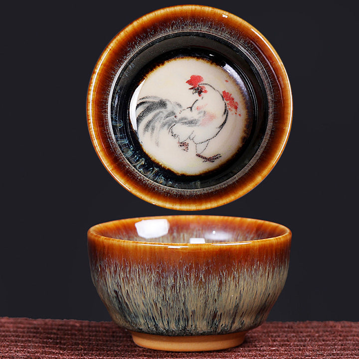Buddha Stones 12 Zodiaco cinese Modello Tazza da tè in ceramica Kung Fu Jian Cinese Zhan Tazza da tè 73ml