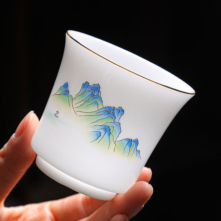 Buddha Stones Montagne Fiumi Albero Tazza da tè in ceramica Tazza da tè Kung Fu 120ml