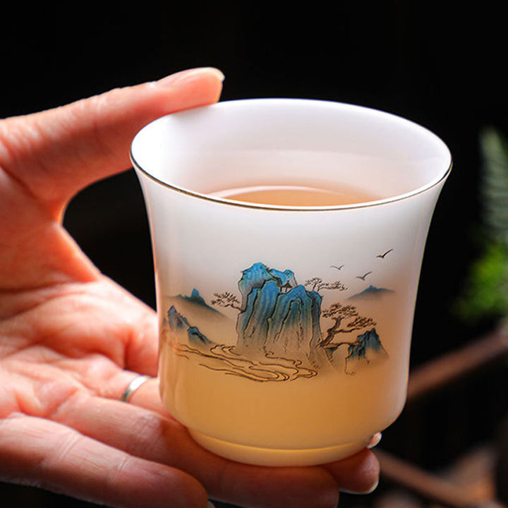 Buddha Stones Montagne Fiumi Albero Tazza da tè in ceramica Tazza da tè Kung Fu 120ml