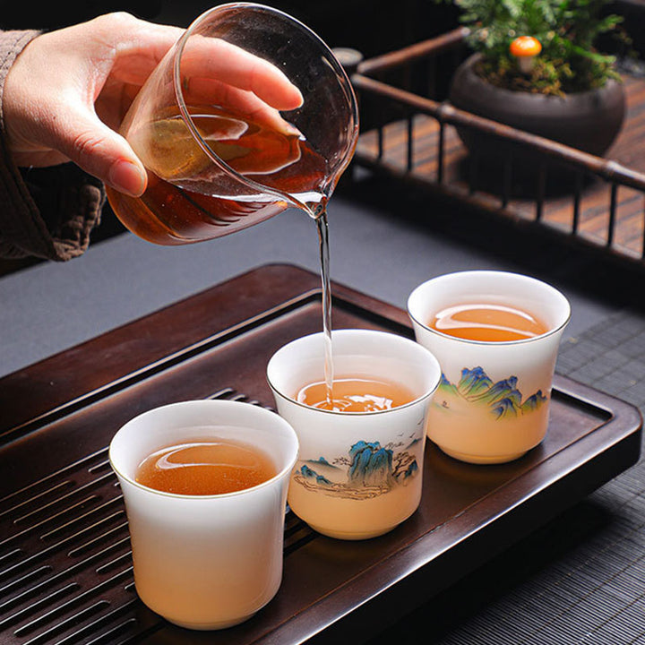 Buddha Stones Montagne Fiumi Albero Tazza da tè in ceramica Tazza da tè Kung Fu 120ml