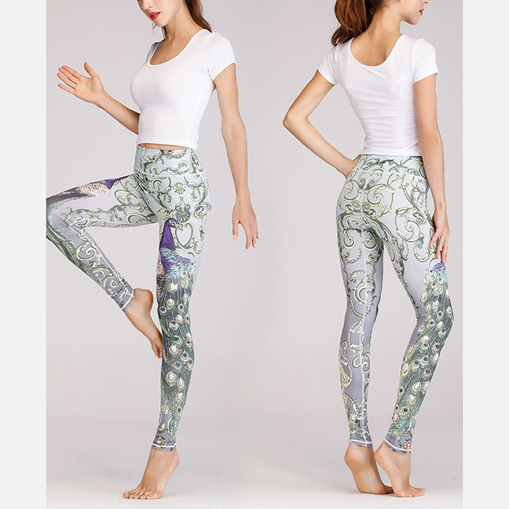 Buddha Stones 2 pezzi Lotus Phoenix fiori primaverili pavone stampa top pantaloni sport fitness yoga donne yoga set - image 20
