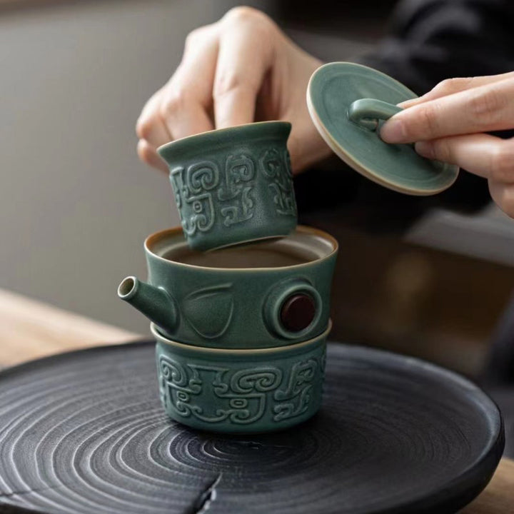 Buddha Stones Sanxingdui Tazza da tè in ceramica Tazza da tè Kung Fu con sacchetto