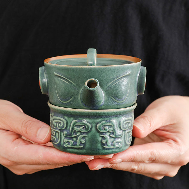 Buddha Stones Sanxingdui Tazza da tè in ceramica Tazza da tè Kung Fu con sacchetto