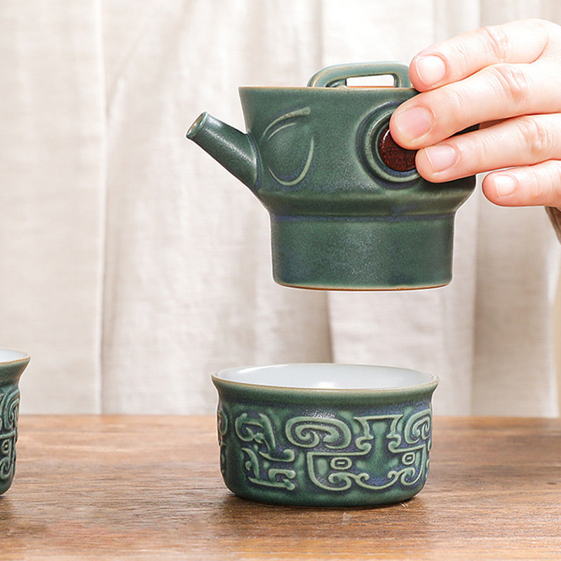Buddha Stones Sanxingdui Tazza da tè in ceramica Tazza da tè Kung Fu con sacchetto