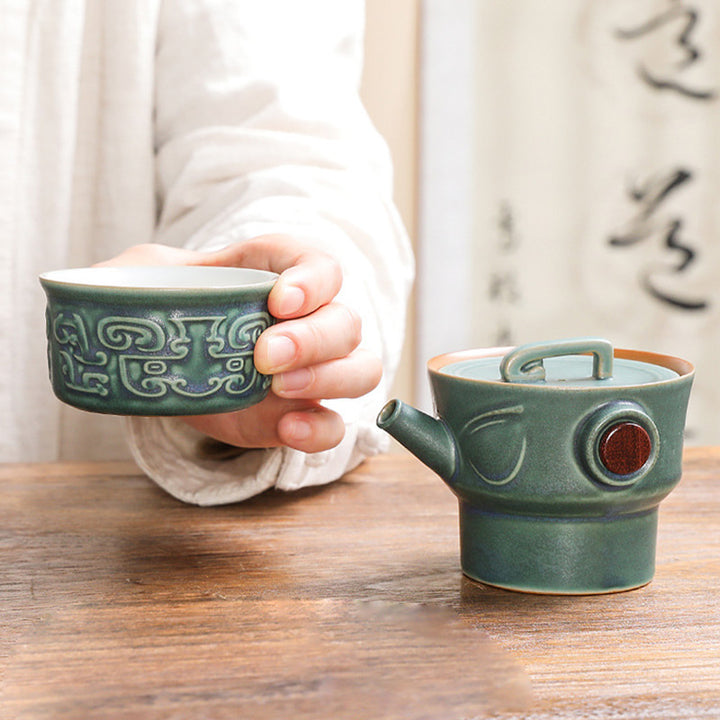 Buddha Stones Sanxingdui Tazza da tè in ceramica Tazza da tè Kung Fu con sacchetto