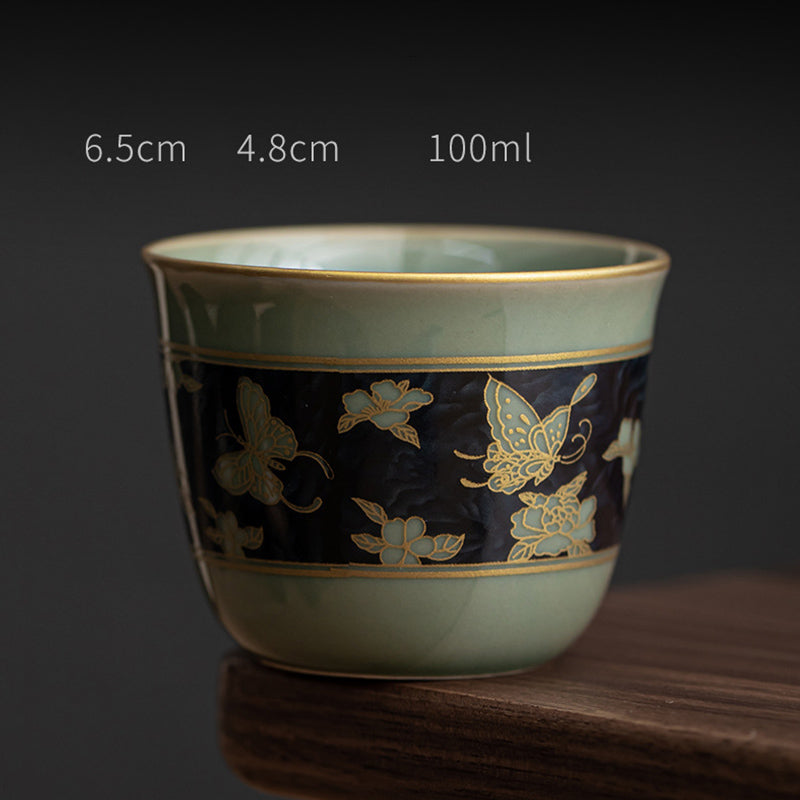 Buddha Stones Farfalla Fiore Loto Koi Pesce Prugna Fiore Tazza da Tè in Ceramica Kung Fu Tazza da Tè 100ml