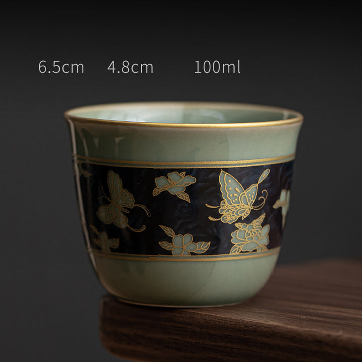 Buddha Stones Farfalla Fiore Loto Koi Pesce Prugna Fiore Tazza da Tè in Ceramica Kung Fu Tazza da Tè 100ml