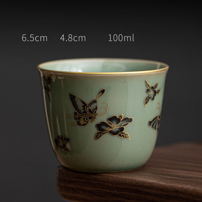 Buddha Stones Farfalla Fiore Loto Koi Pesce Prugna Fiore Tazza da Tè in Ceramica Kung Fu Tazza da Tè 100ml