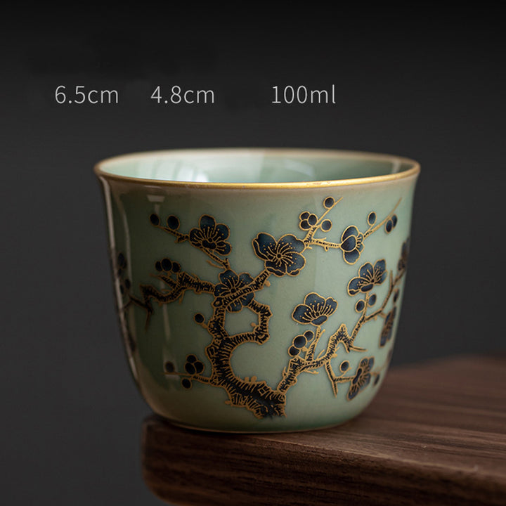 Buddha Stones Farfalla Fiore Loto Koi Pesce Prugna Fiore Tazza da Tè in Ceramica Kung Fu Tazza da Tè 100ml