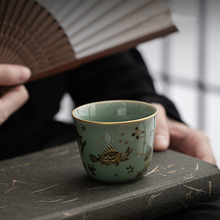 Buddha Stones Farfalla Fiore Loto Koi Pesce Prugna Fiore Tazza da Tè in Ceramica Kung Fu Tazza da Tè 100ml