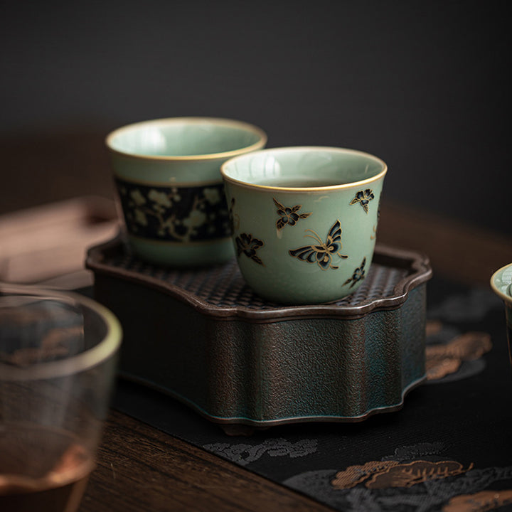 Buddha Stones Farfalla Fiore Loto Koi Pesce Prugna Fiore Tazza da Tè in Ceramica Kung Fu Tazza da Tè 100ml