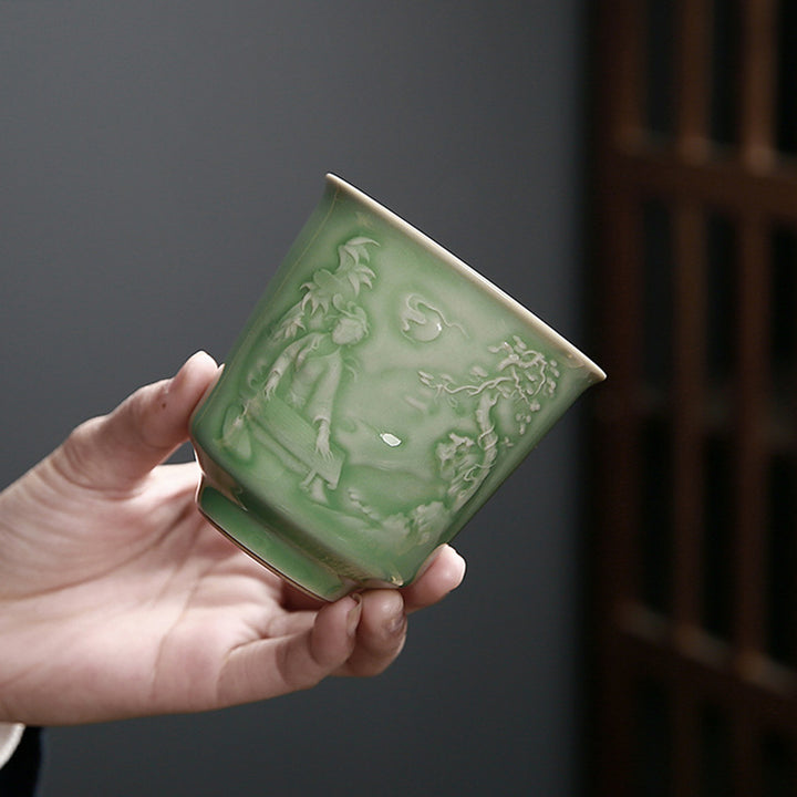 Buddha Stones Alberi Padiglione Montagne Fiumi Pino Ceramica Tazza da tè Kung Fu Tazza da tè