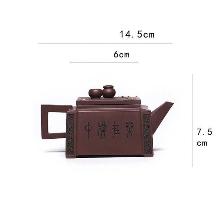 Buddha Stones Yixing Tutto Fatto a Mano Gomoku Giocare a Scacchi Argilla Viola Kung Fu Teiera Quadrata 280ml - image 30