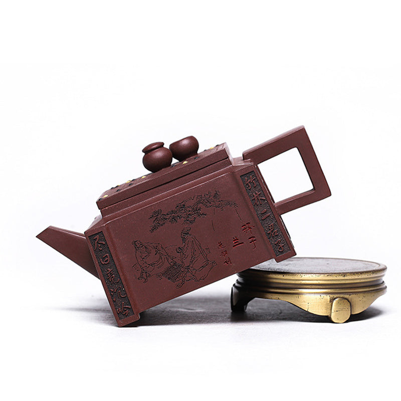 Buddha Stones Yixing Tutto Fatto a Mano Gomoku Giocare a Scacchi Argilla Viola Kung Fu Teiera Quadrata 280ml - image 31