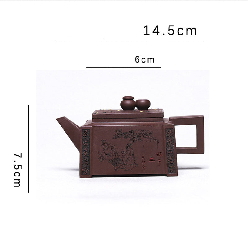 Buddha Stones Yixing Tutto Fatto a Mano Gomoku Giocare a Scacchi Argilla Viola Kung Fu Teiera Quadrata 280ml - image 29