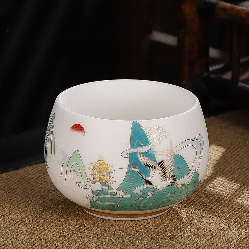 Buddha Stones Drago Cicala Bambù Cervo Gru Loto Prugna Fiore Tazza da tè in ceramica Kung Fu Tazza da tè Ciotola 185ml
